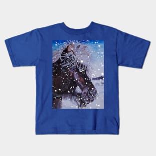 Icelandic Horse in Snowstorm Kids T-Shirt